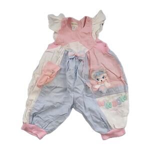 Vintage Sonya's Baby Girl Romper Size 2 Pastel Mouse Patch WINDOW‎ 80s 90s